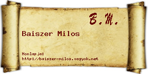 Baiszer Milos névjegykártya